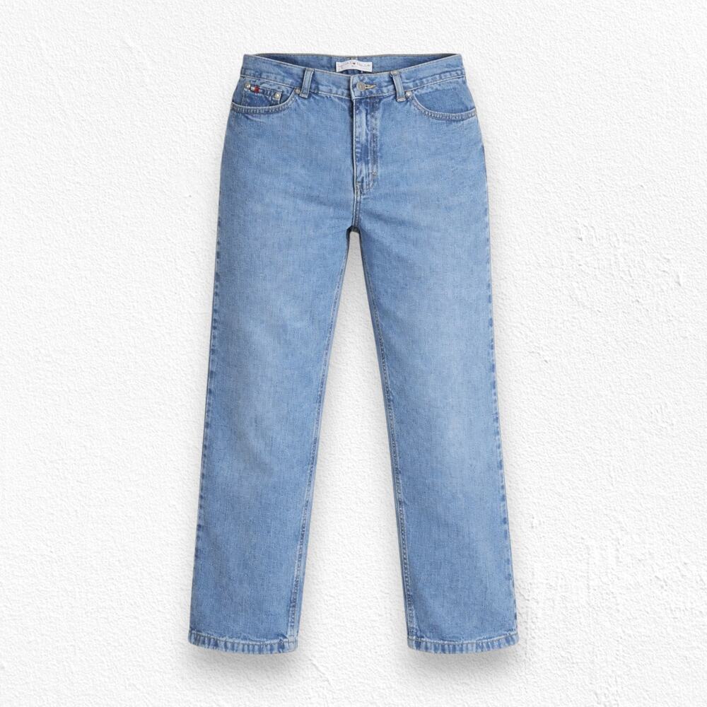 1990s Vintage Tommy Hilfiger Light Wash High Rise Capri Straight Jeans Size 12
